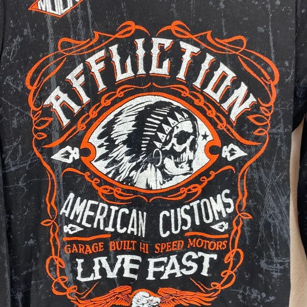 Affliction garage made motors long sleeve thermal shirt medium - Picture 2 of 9